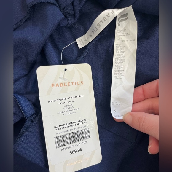 Fabletics Ponte Skinny Zip-split Pants Blue Size Small New with Tags - Picture 5 of 12